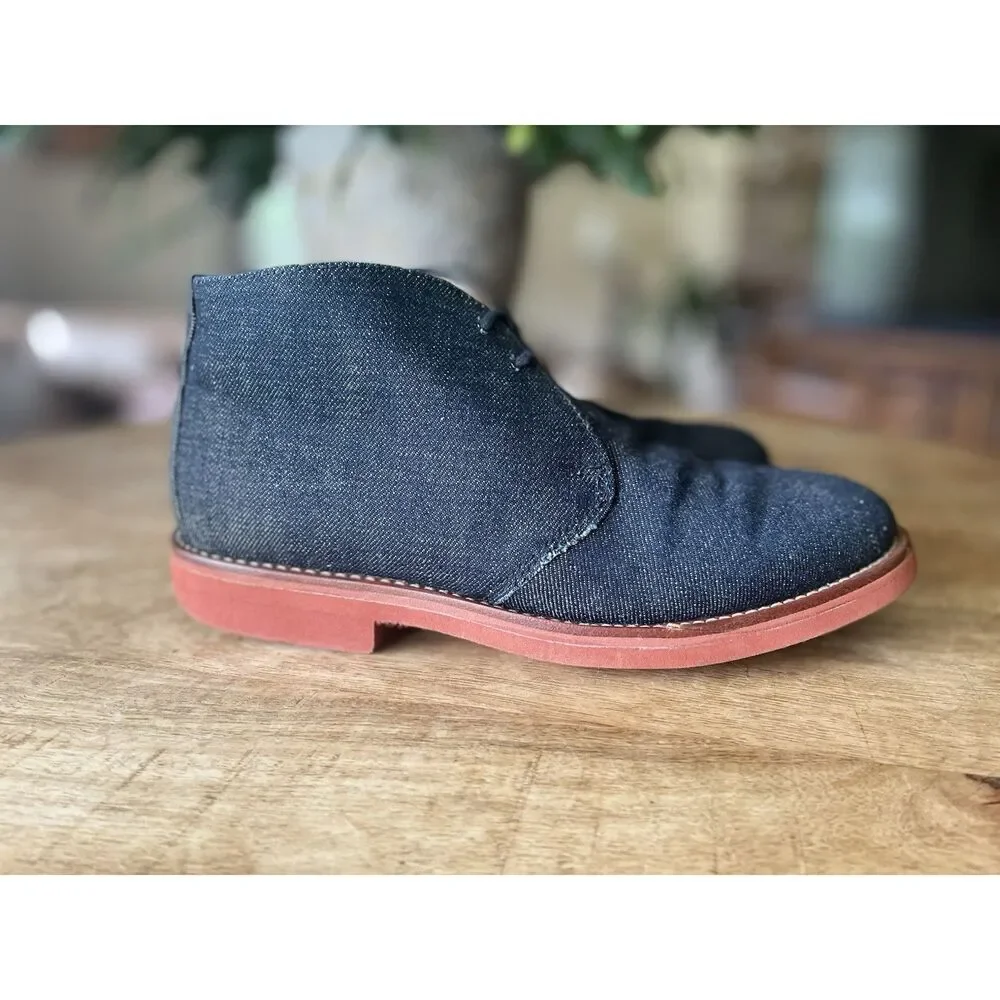 Moncairy Made in England Denim Chukka Desert Boots Leather Lined M7 W9 UK 5 Red